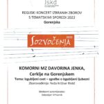 Priznanje za nastop na Sozvočenjih 2022
